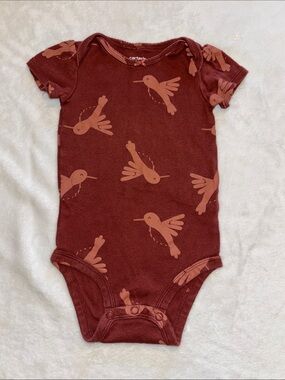 (3 for $10) Carter's Rust and Terracotta Hummingbird Short-Sleeve One-Piece